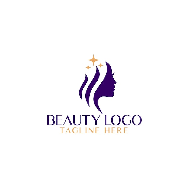 Women face hair salon logo vector Design