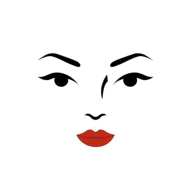 Women Face icon Logo women face with red lips on white background Concept of beauty body care