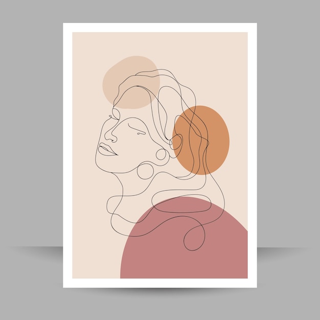 Vector women face line art minimal design collection