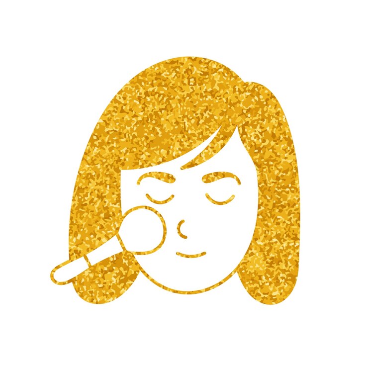 Vector 女性の顔と化品は金色のスタイルでブラシで描かれています