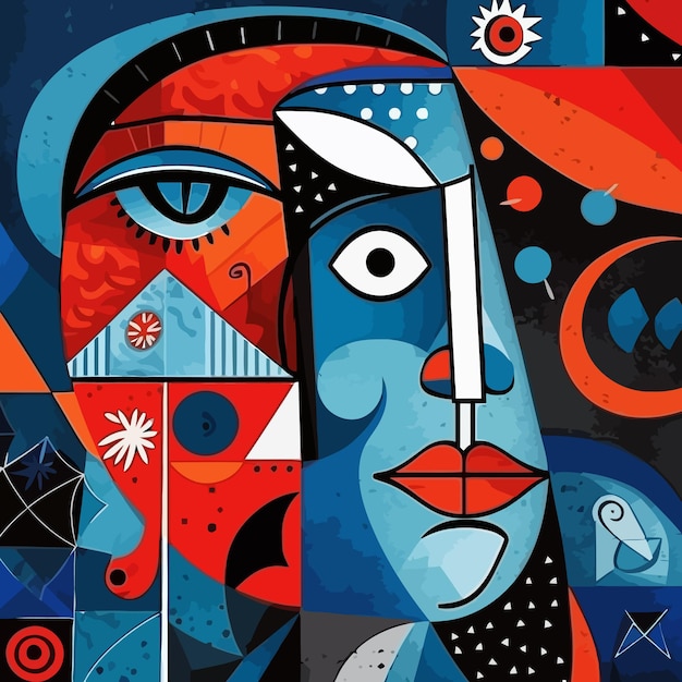 Premium Vector | Women face in the style of picasso cubism woman ...