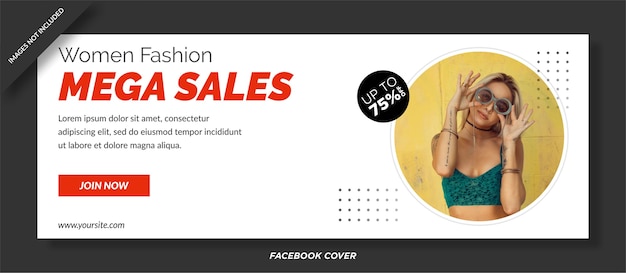 Vector women fashion mega sales facebook cover