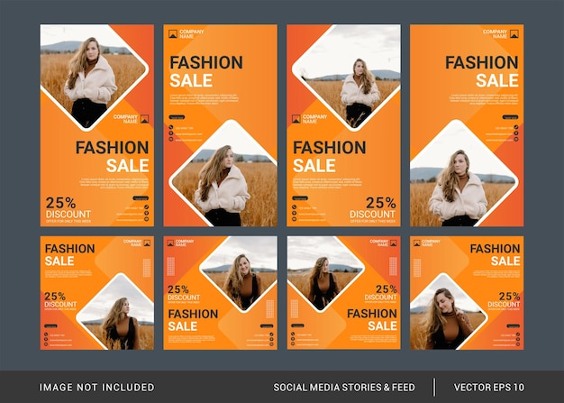 Vector women fashion sale instagram post and stories collection