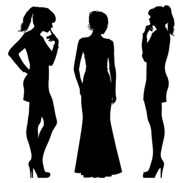 Vettore vettore di silhouette di moda femminile