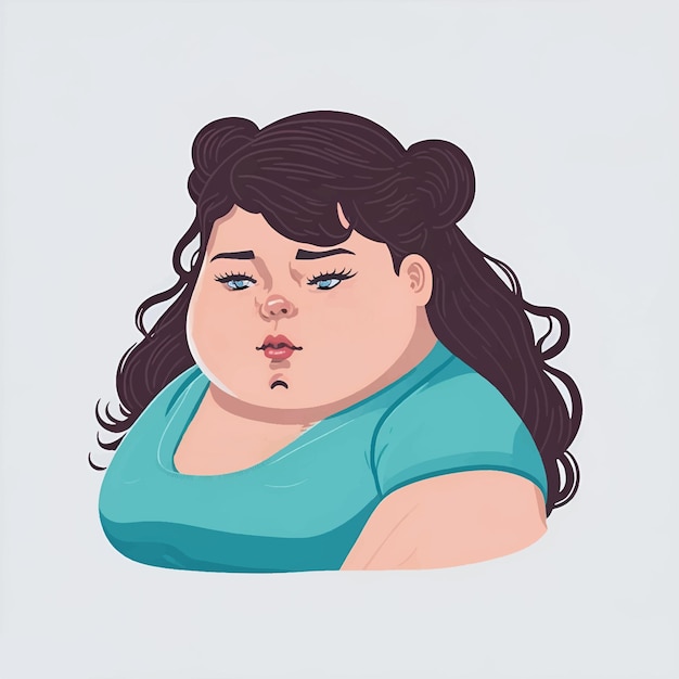 Vector women fatty face overweight