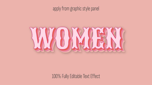 Vector women fully editable text effect for women's history month mothers day and women's day projects