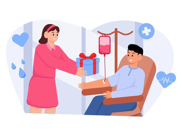 Women Give Gifts To Man Donors Illustration