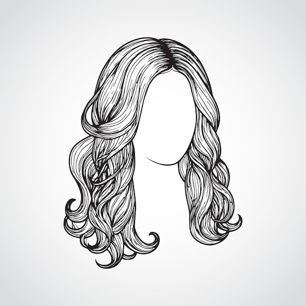 Vettore illustrazione vettoriale di linee artistiche per capelli femminili