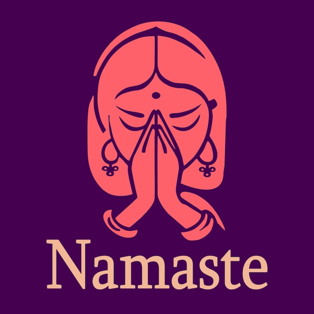 Premium Vector | Women hand drawn namaste gesture.