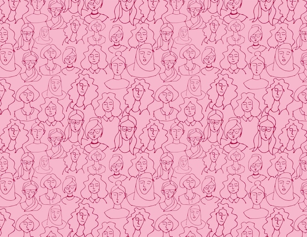 Women Hand drawn Seamless Pattern