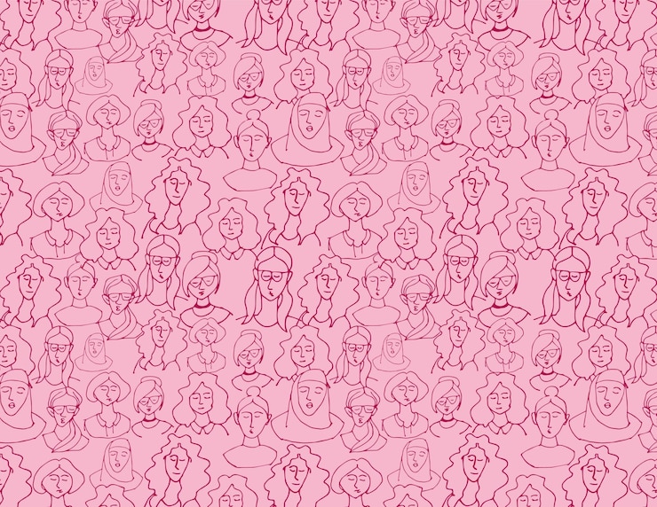 Vector women hand drawn seamless pattern