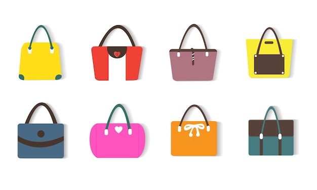 Women handbags collection of fashionable items isolated icons set vector.