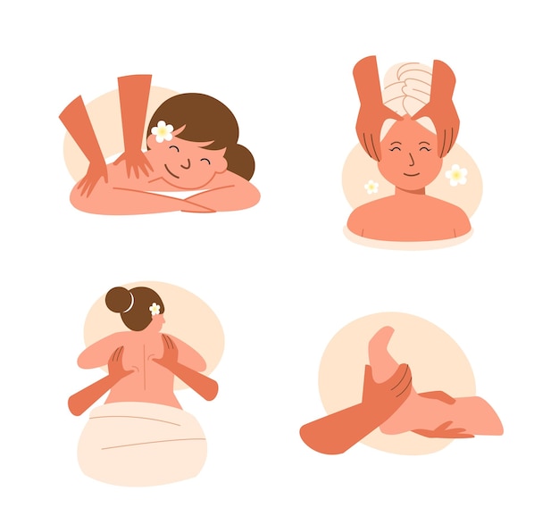 Vettore donne che fanno un massaggio termale antietà