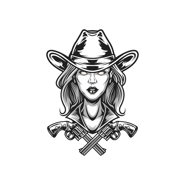 Вектор Дизайн логотипа талисмана головы женщин