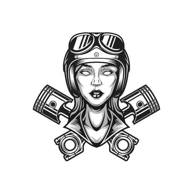 Вектор Дизайн логотипа талисмана головы женщин