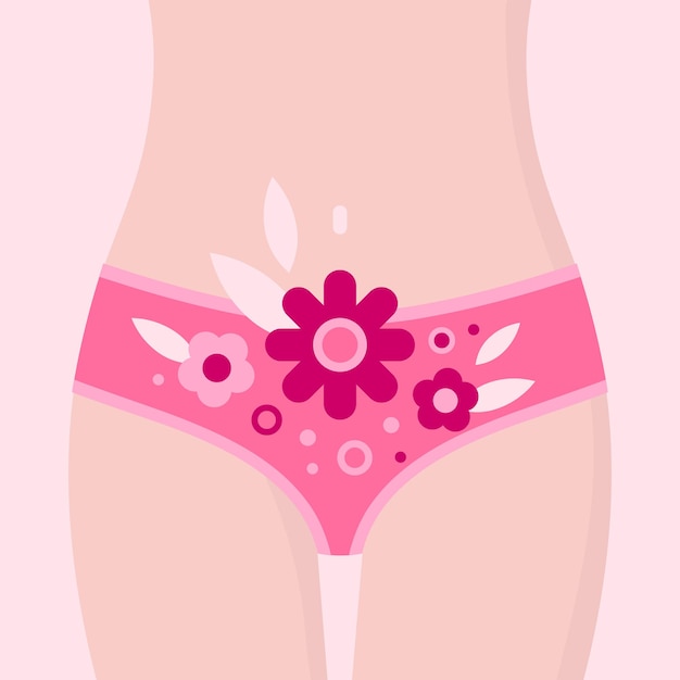 Vettore bikini donna salute con fiori