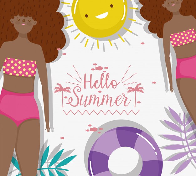 Women hello summer holiday