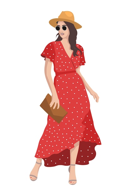 Women on high heels dressed in stylish trendy clothes  female fashion illustration