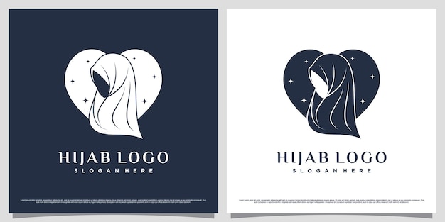 Шаблон дизайна логотипа женской красоты хиджаба с простой концепцией и творческим элементом