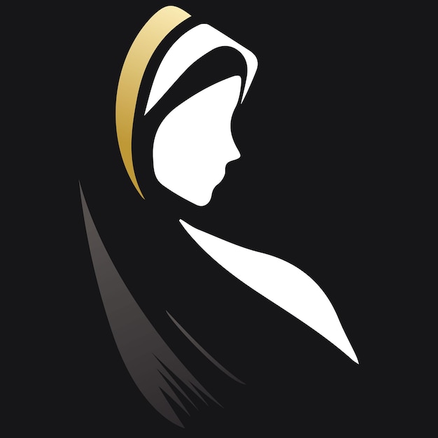 Vettore logo della silhouette delle donne in hijab