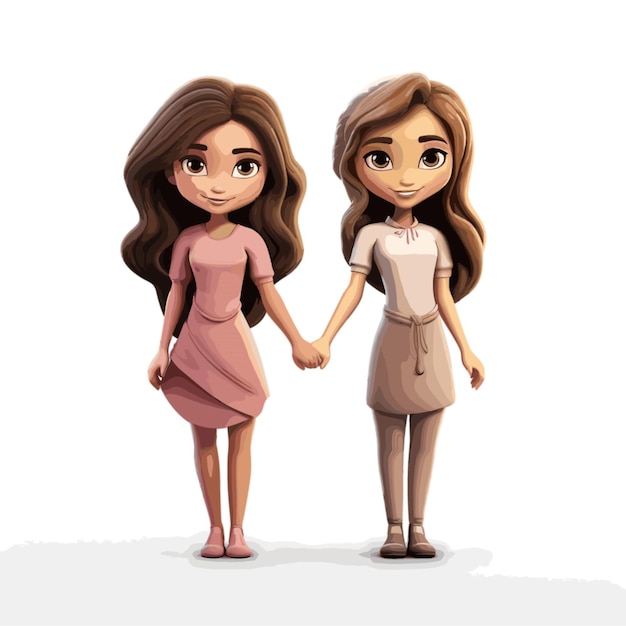 Women Holding Hands vector on white background