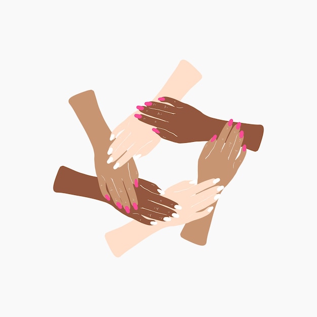 Vector women holding hands