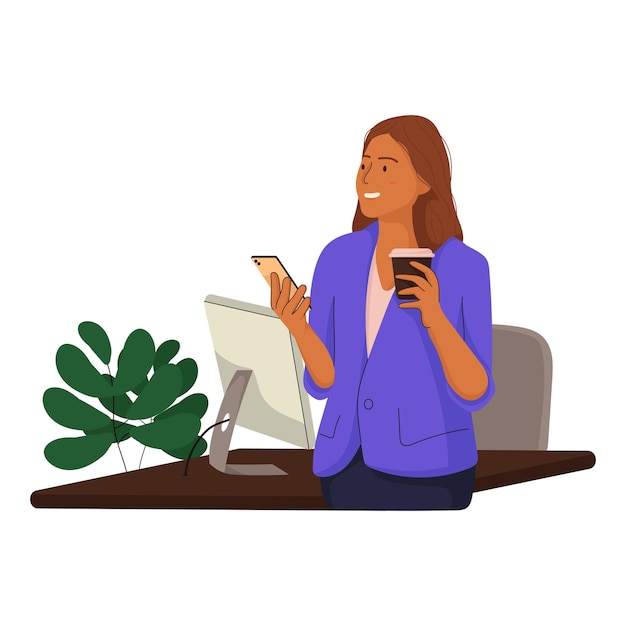 women holding phone and coffee