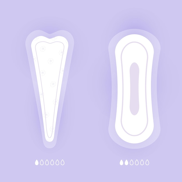 Women hygiene pads set of vector icons