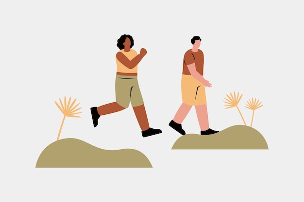 Женщины бегут на открытом воздухе в парке Векторная иллюстрация