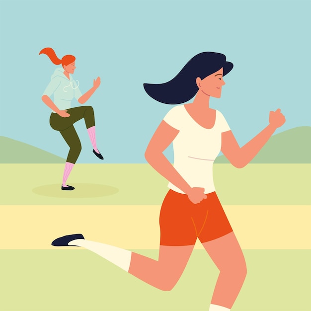 Women jogging or running