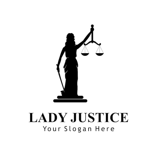 Женщины правосудия силуэт векторный логотип
