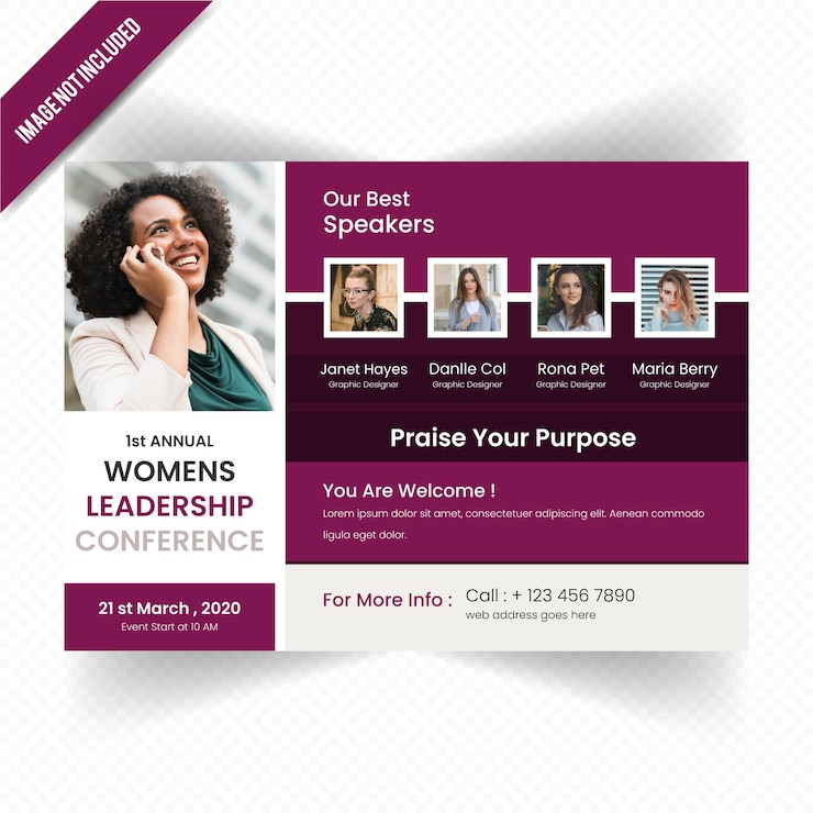 Vector women leadership conferance horizontal flyer template