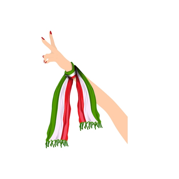 Women life freedom finger symbol with iran flag vector art