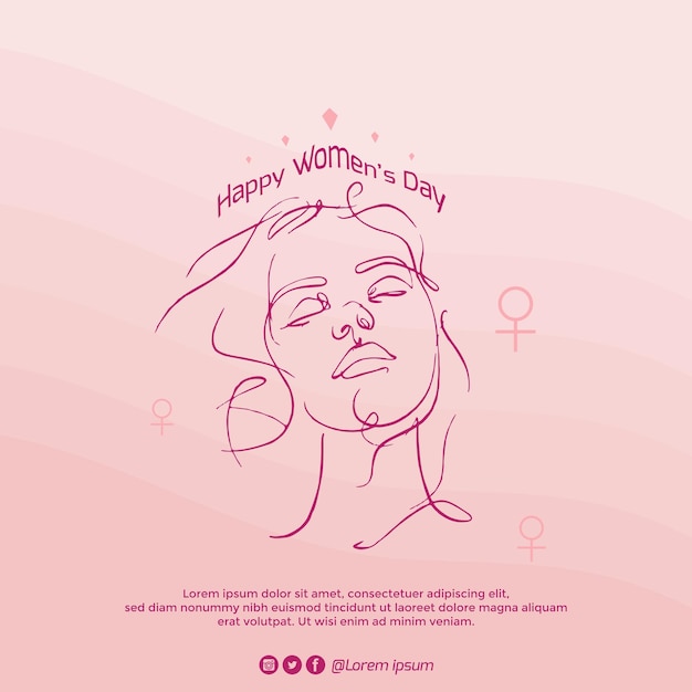 Women line illustration on pale pink pattern background