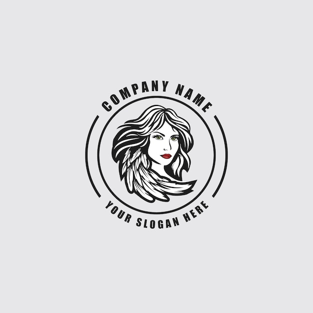 Women long hair style logo