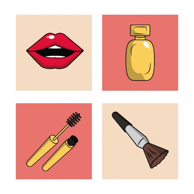 Vector women make up icons set