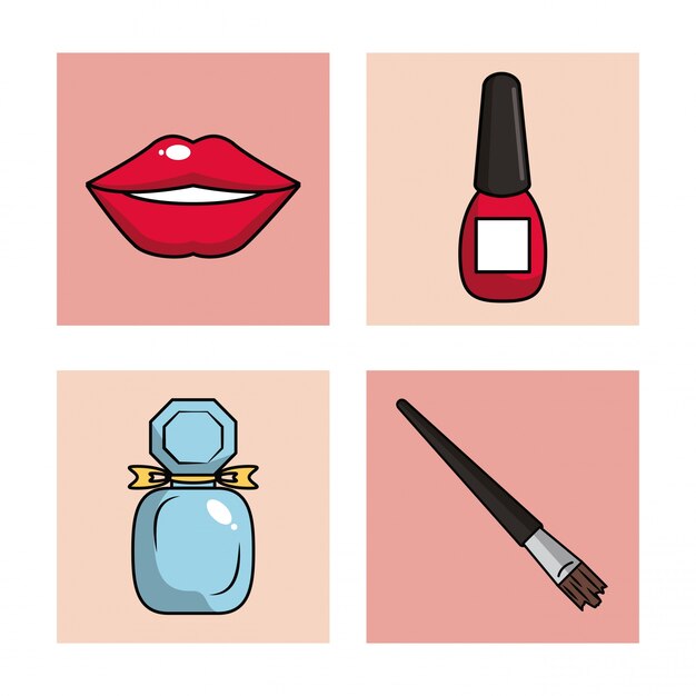 Vector women make up icons set