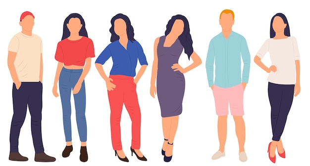 Women and men in flat style isolated vector