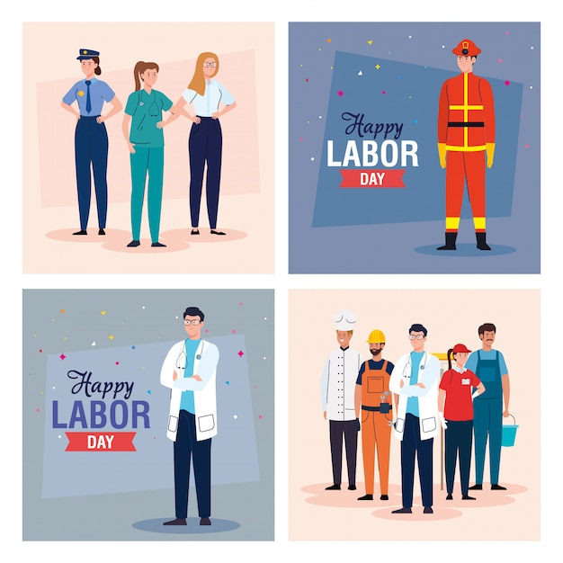 Women and men workers vector design