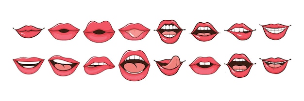 Women mouth illustration set