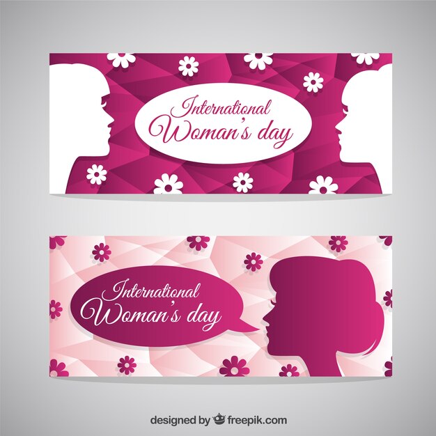 Women pink banners