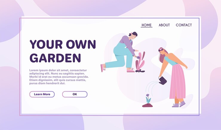 Vector women plant and watering flowers, is engaged in gardening. couple of farmers work on farm together