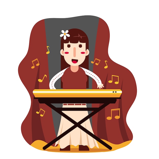 Vector women playing keyboard