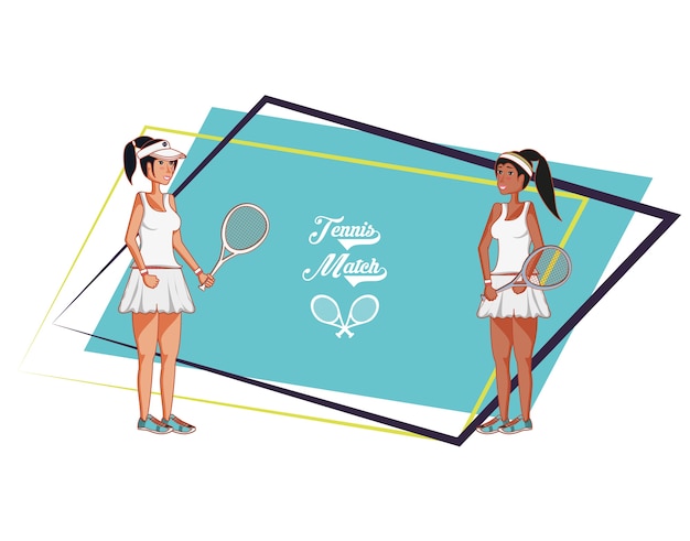 women playing tennis characters