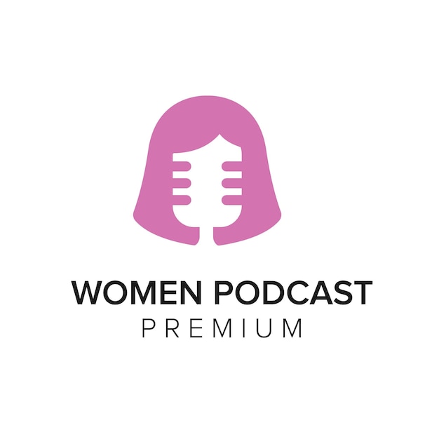 women podcast logo icon vector template