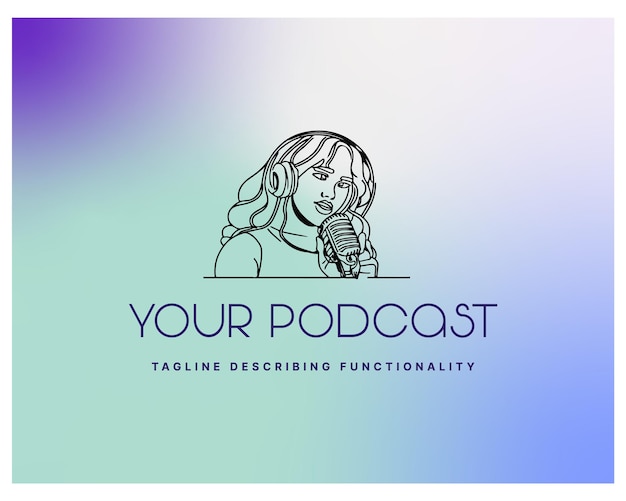 Women podcast logo vector icon