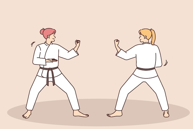 Women practice martial arts