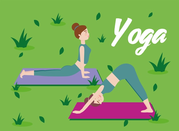 Le donne praticano yoga nel parco