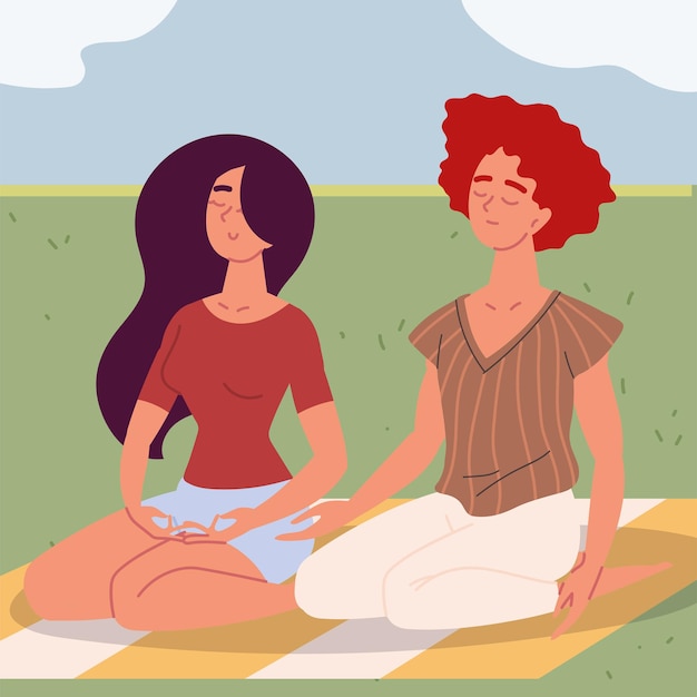 Donne che praticano la meditazione yoga