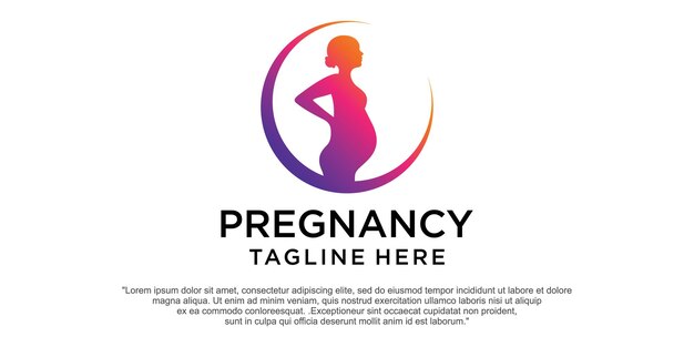 Women pregnant logo vector icon template